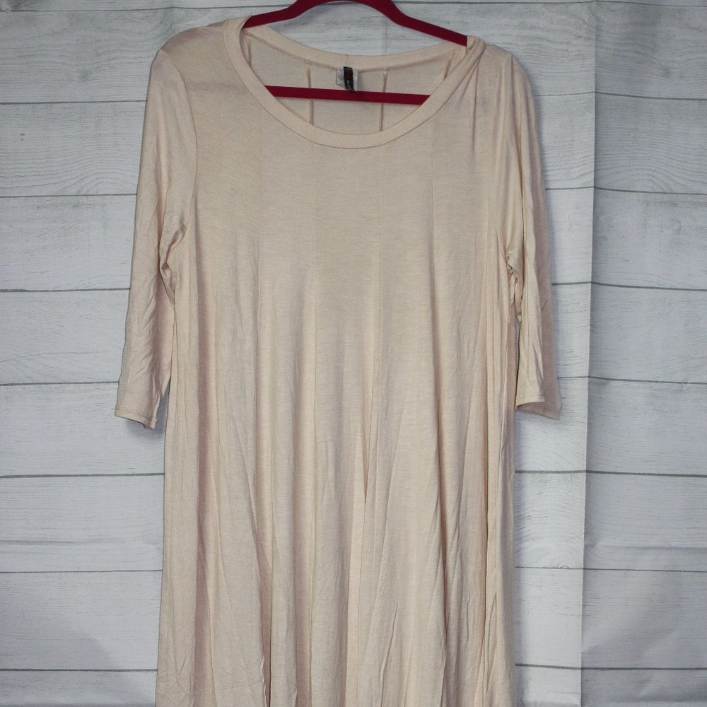 MOA Collection Womens Ivory Color Mid Sleeve Top Jersey Knit in 3XL New W/O Tags